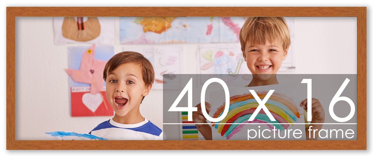 Panoramic Slim Profile Brown Picture Frame - UV Acrylic, Foam Board Backing, Hanging Hardware